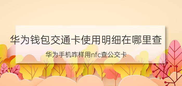 华为钱包交通卡使用明细在哪里查 华为手机咋样用nfc查公交卡？